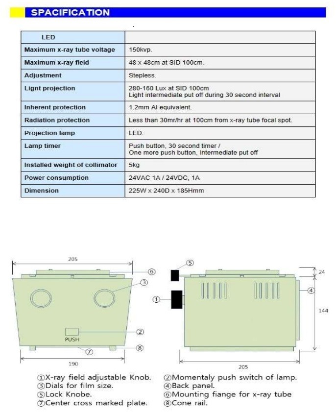 X-ray Collimator Specifications